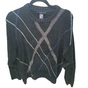 Chereskin Mens Sz L Gray Geometric Long Sleeve Pullover Sweater